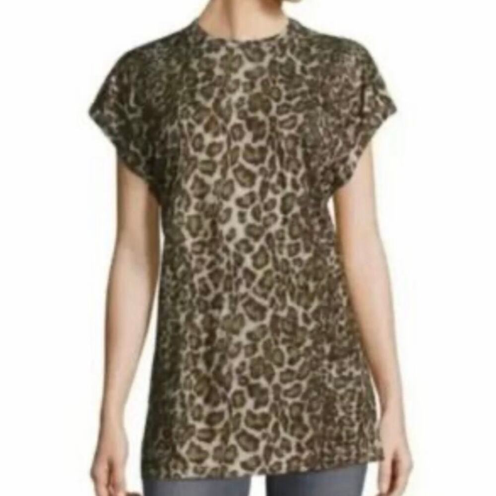 Helmut Lang Leopard Print Modal Cotton Tee Shirt Short Sleeve Size Medium